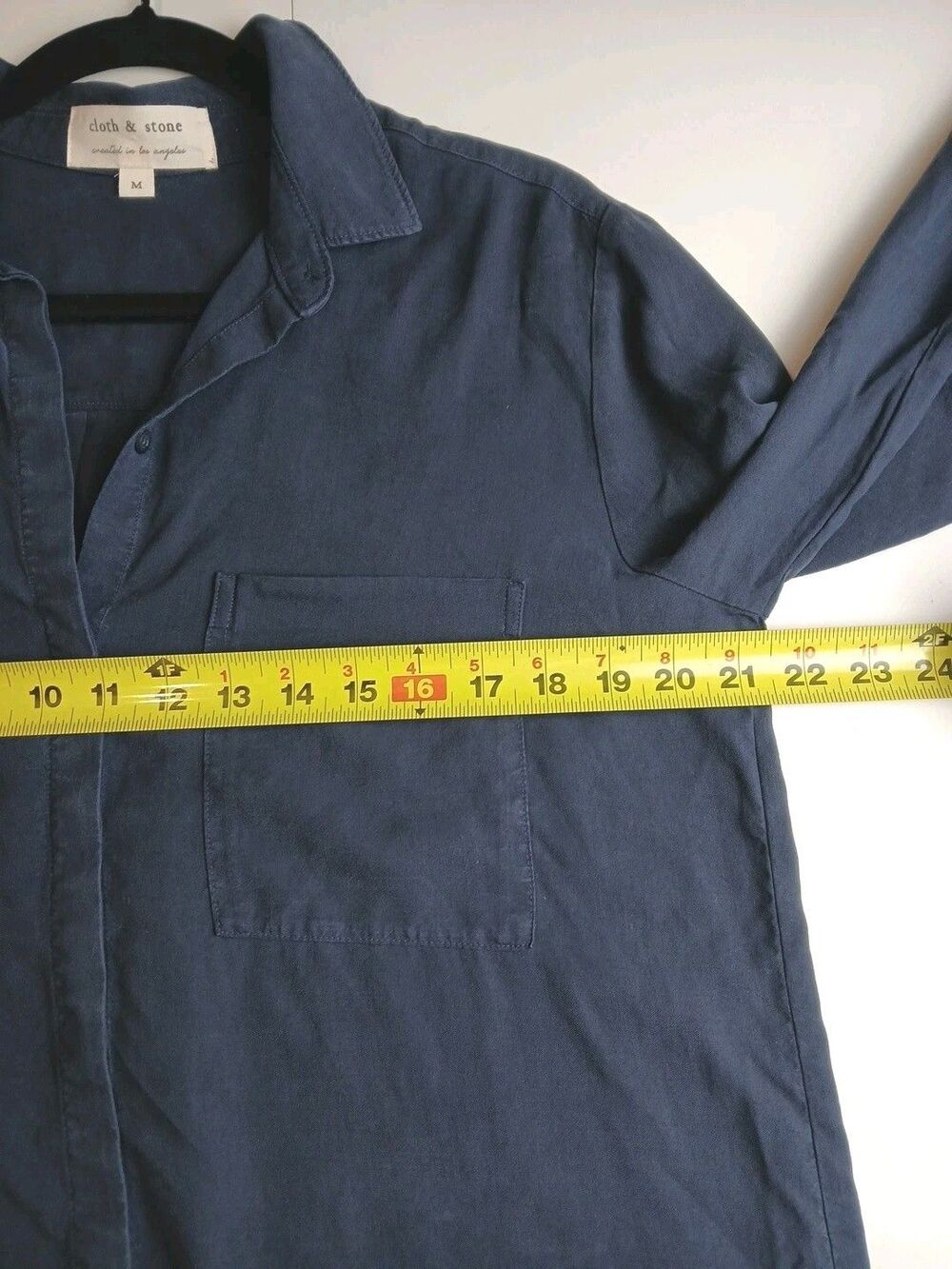 Cloth & Stone Shirt Women Medium Blue Tencel Hidden Button Front Long Sleeve Top - Picture 7 of 9